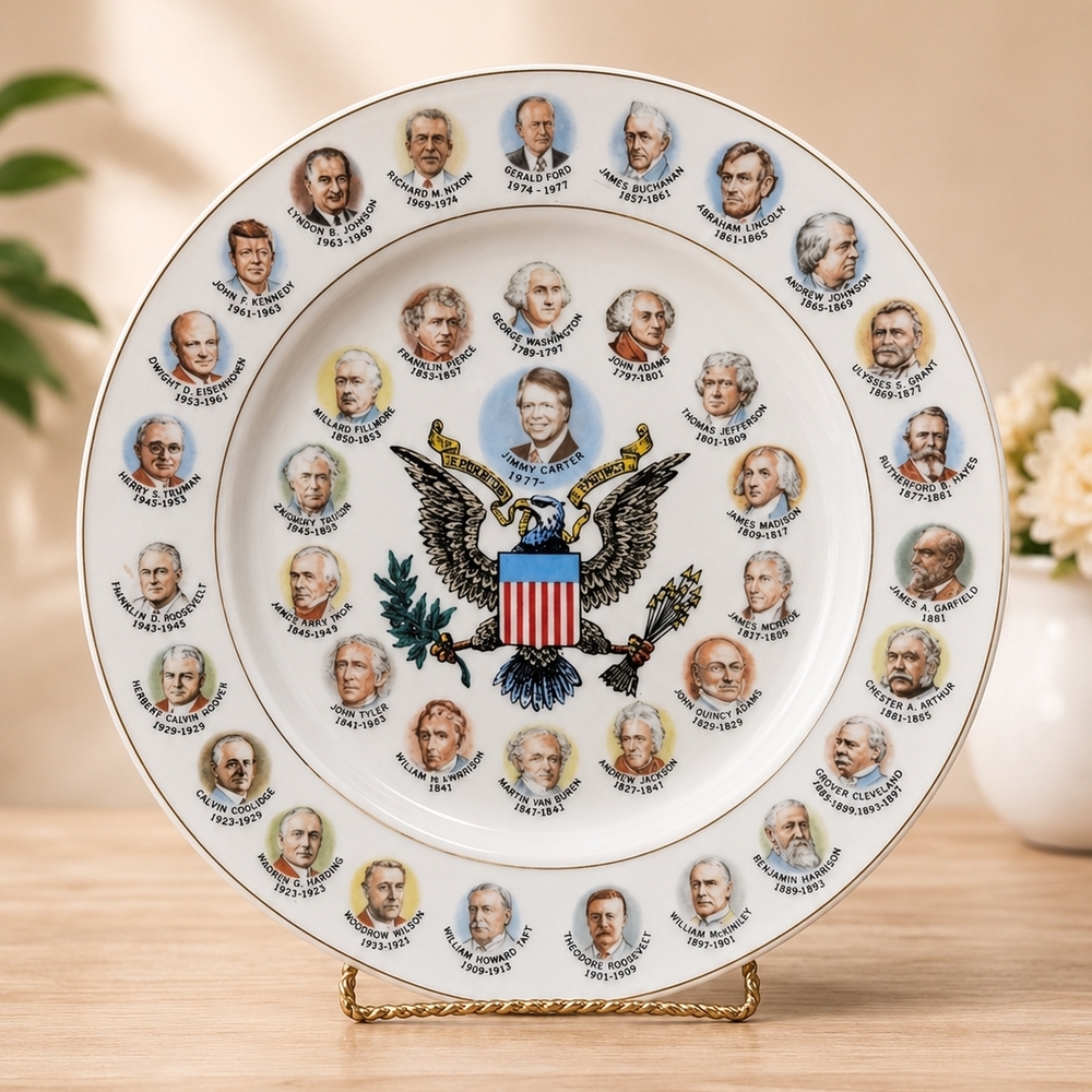 Presidential Seal Decorative Collector Plate - White with Multicolor Accents
